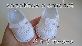 Zapatitos a crochet para bebe  Modelo Daniela  0  3 meses [upl. by Salaidh]