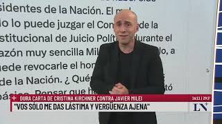 Cristina le respondió a Milei luego de que el Gobierno le quitara la jubilación de privilegio [upl. by Ttelracs696]