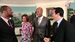 Michelle Obama Slam Dunks on LeBron James amp Photobombs Miami Heat  White House [upl. by Naimerej382]