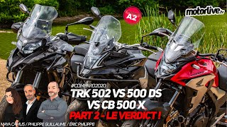 CB 500 X VS 500 DS VS TRK 502  PART 2  COMPARATIF [upl. by Ronyam]