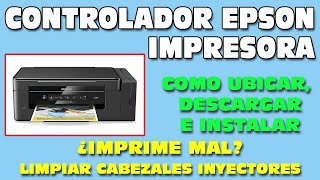 Buscar Controlador Impresora Epson descargar driver e Instalar Limpieza de Cabezales L395 y todas L [upl. by Dewie329]