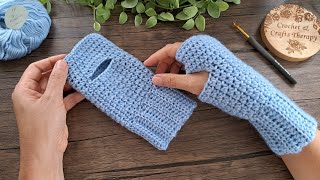 Super Easy Crochet Fingerless Gloves Mitts DIY Tutorial  Crochet amp Crafts Therapy [upl. by Trisha529]