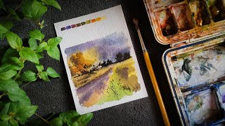 Tranquil Country Lane  Soft Hues 🌾 See How to Paint a Relaxing Watercolor Scene 🎨 [upl. by Aivan8]