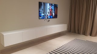 BESTA IKEA wall mounted TV unit white Unboxing amp installation [upl. by Hcnarb]