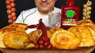 Fried Pancakes 🥞 with Potatoes 🥔 Meat 🥩 Pies 🥧  Sloe Compote  Hunter Sausages  ASMR  MUKBANG [upl. by Anerual]