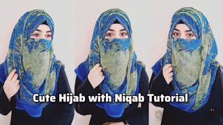 Comfortable Layered Hijab with Niqab Tutorial  Full Coverage Niqab Tutorial  zainab [upl. by Pond]