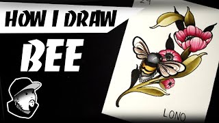 HOW I DRAW BEE  Neo Traditional TATTOO Design [upl. by Ybloc741]