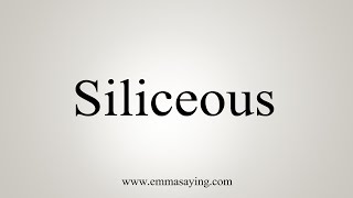 How To Say Siliceous [upl. by Balling412]