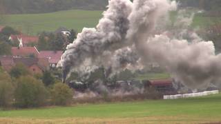 Dampfloks 411144 und 411150 mit schwerem 2500 t Güterzug und Schublok 528079 bei Oberrohn [upl. by Davita]