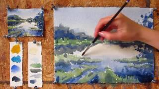 Intermediate step by step watercolor tutorial Painting a Lake [upl. by Akenn]