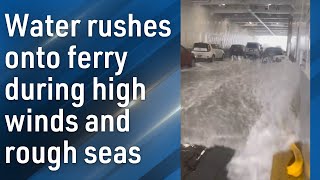 Water floods onto Washington ferry during rough seas and high winds [upl. by Fionna605]