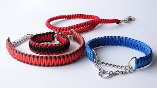 How to Make a Paracord Half Choke Dog CollarLeash handleKing Cobra Weave [upl. by Nairda]