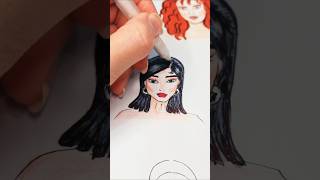 Black hair coloring with marker colorsart rafahdrawing drawing drawing subscribe shorts short [upl. by Cal]