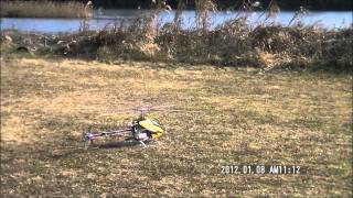 Rc 3axis GYRO HELI test Flight 20120108 [upl. by Aikemaj]