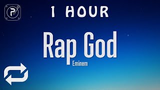 1 HOUR 🕐  Eminem  Rap God Lyrics [upl. by Hebner]