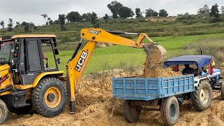 Jcb 3dx Eco Excellence Backhoe Machine Loading Holland 3037 NX and Eicher Tractor  Jcb Cartoon Gadi [upl. by Aunson]