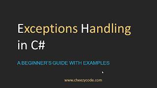 Exception Handling In C Net With Examples [upl. by Ainavi]