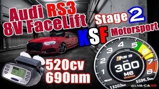 Audi RS3 520HP Stage 2 KSF MotorSport 100300Kmh Acceleration VBOX [upl. by Atterg418]