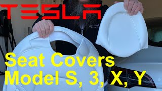 Tesla Seat Covers for Model S 3 X Y Taptes Seat Cover Installation and review [upl. by Susejedesoj]