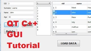 QT C GUI Tutorial 21 Display selected row from QTableView to QlineEdit [upl. by Ahseinod]