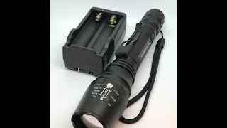 LED Tactical Flashlight w 18650 Rechargeable Batteries [upl. by Kcyrred465]