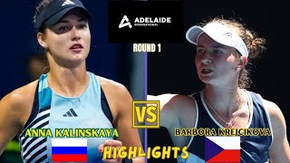 Anna Kalinskaya vs Barbora Krejcikova  WTA Adelaide International Tennis 2024  Highlights [upl. by Namruht]