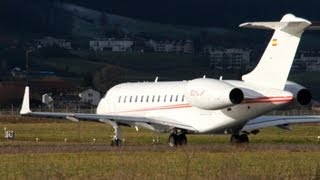 Bombardier BD700 Global Express XRS Take Off at Airport BernBelp [upl. by Adierf]