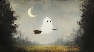 Spooky Ghost on a Broomstick Haunting Halloween Screensaver for TV amp Desktop Vintage Digital Art [upl. by Star]