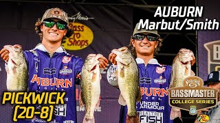 Smith and Marbut Auburn University lead Day 1 of Bassmaster College Championship at Pickwick [upl. by Amora]