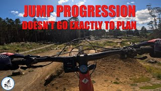 JUMP PROGRESSION Doesnt go exactly to plan Airfield Woodhill mtbjumps [upl. by Kcirdorb756]