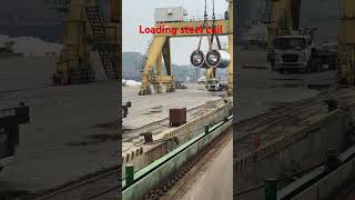 How to steel coils vessel ship steel coils crane [upl. by Suinotna257]