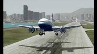 PSS Boeing 777 Landing Kai Tak fs2004 flight simulator [upl. by Ferd]