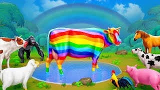 Crazy Rainbow Cow  Farm Animals Comedy  Funny Cow Cartoons 2024 [upl. by Dielu]