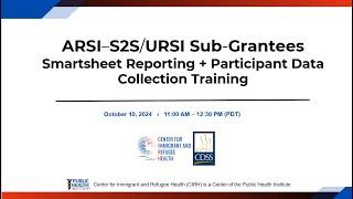 Smartsheet Reporting and Participant Data Collection Training October 10 [upl. by Purse]