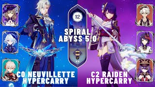 C0 Neuvillette Hypercarry amp C2 Raiden Hypercarry  Spiral Abyss 50 Floor 12 9 Stars Genshin Impact [upl. by Philipp]