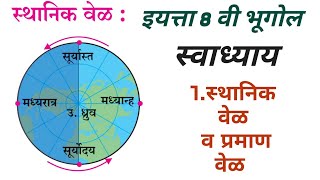 इयत्ता आठवी विषय भूगोल धडा 1स्थानिक वेळ व प्रमाण वेळ स्वाध्याय sthanik Vel v praman vel swadhyay [upl. by Attelahs634]