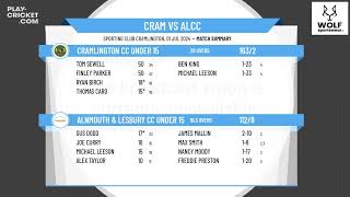 Cramlington CC Under 15 v Alnmouth amp Lesbury CC Under 15 [upl. by Forrester357]