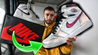 SOLD OUT QUICK AIR JORDAN 1 NIKE SB NYC to PARIS RUB OFF PAINT PICKUP REVIEW [upl. by Ahsoyem]