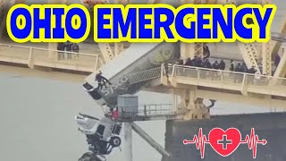 OHIO BRIDGE EMERGENCY RESCUE  DRIVER DANGLING TRUCK [upl. by Acinor584]