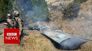 Pakistan shoots down two Indian jets over Kashmir  BBC News [upl. by Lyrahs]