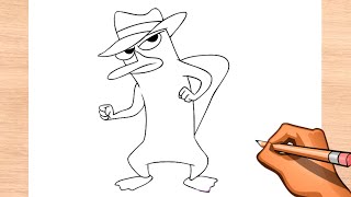 How to Draw Perry the Platypus from Phineas and Ferb easy  Drawing Step by Step [upl. by Eseila]