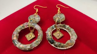 resin art tutorial  the combination of resin with opal stones how to make fancy resin earrings [upl. by Acireed]