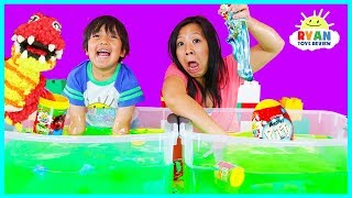 Ryans World Slime Baff Surprise Toys Challenge game  Mystery Slime  Mystery Putty Molekule [upl. by Dalpe]