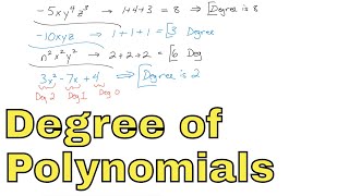 05  Degree of Polynomials Find the Degree of Monomial Binomials Trinomials [upl. by Ahseiuqal]