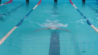 Swimmer man raising a lot of splashes is swimming in butterfly style along his path in the pool [upl. by Ulu]