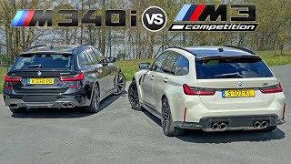 BMW M3 Touring vs M340i Touring STAGE 2  REVIEW on AUTOBAHN [upl. by Lenoel613]