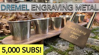 How I Engrave Metal with a Dremel LockPickingLawyer  Shot Glasses [upl. by Eirac]