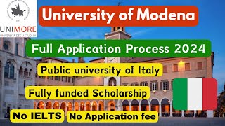 University of Modena Application Process 2024 No IELTS No application fee Public University Italy [upl. by Gardel]