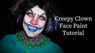 Creepy Clown Makeup Face Paint Tutorial  Halloween Idea [upl. by Tadeo989]