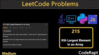 Kth Largest Element in an Array  Leetcode Q215  Py  C  Java  JS  Leetcode Daily Challenge [upl. by Kennith]